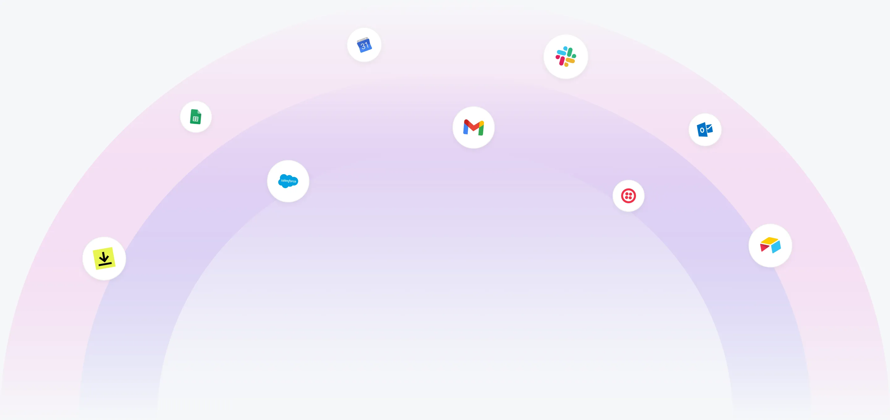 Illustration of the tools Macro connects to, including Gmail, Slack and Salesforce