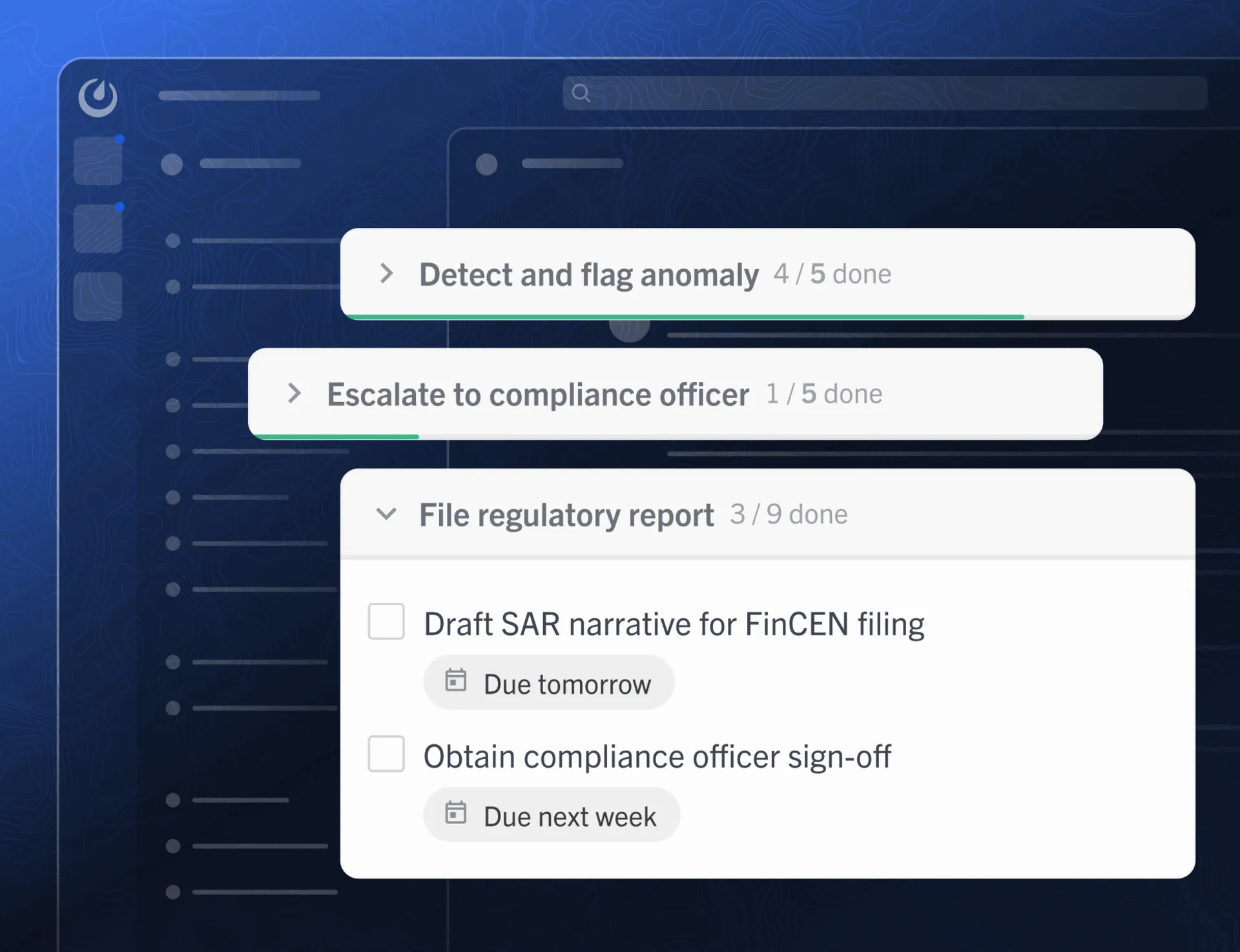 Mattermost Playbooks showing a run as collapsible checklist sections, each with tasks and due dates
